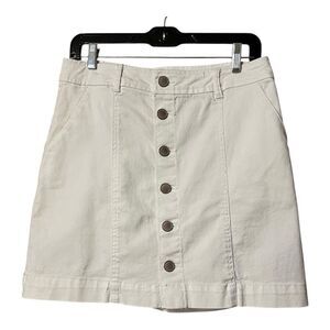 Copper Key Size L White Button Front Jean Skirt New
